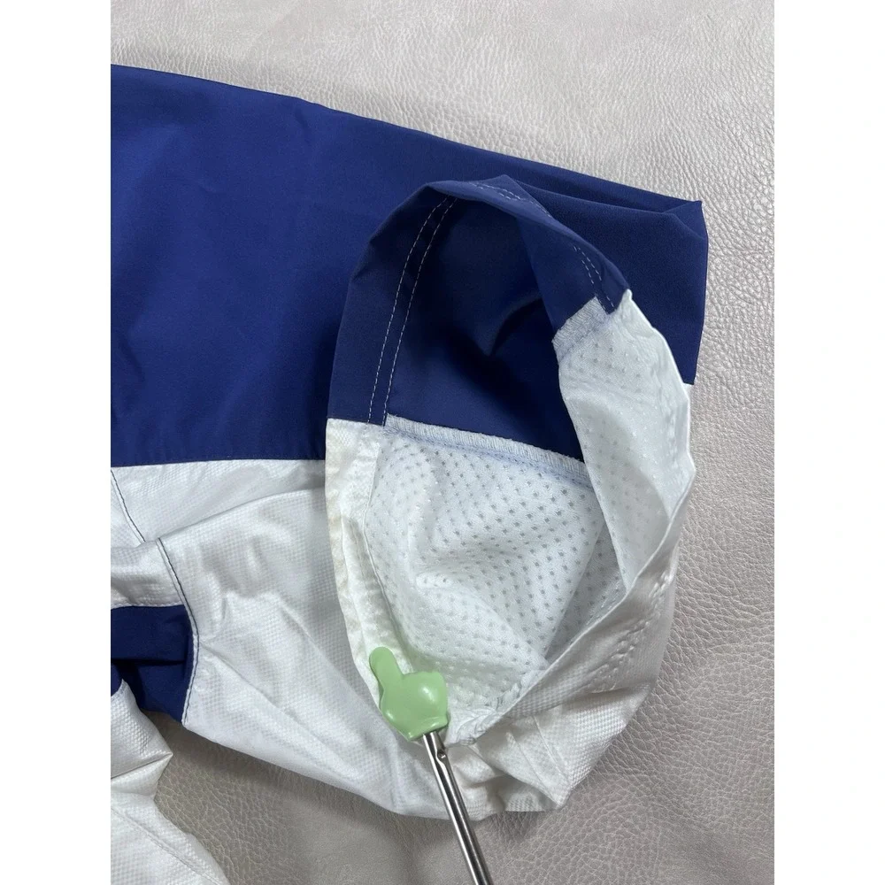 Zero Restriction Windbreaker Jacket Size Large Blue White Half Zip Golf Pullover